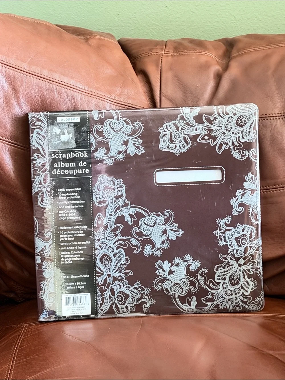 Brown Floral Scrapbook Album with word window and plastic cover by Colorbox